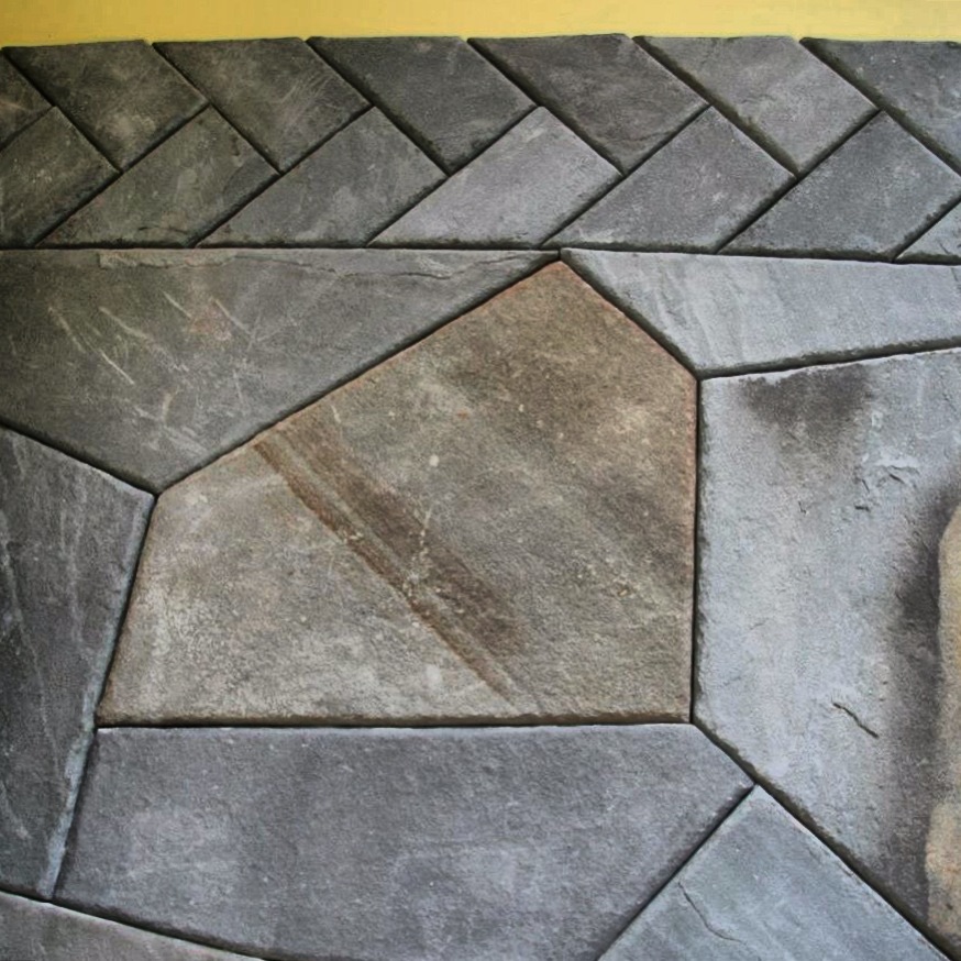 Herringbone slate accent stripe detail