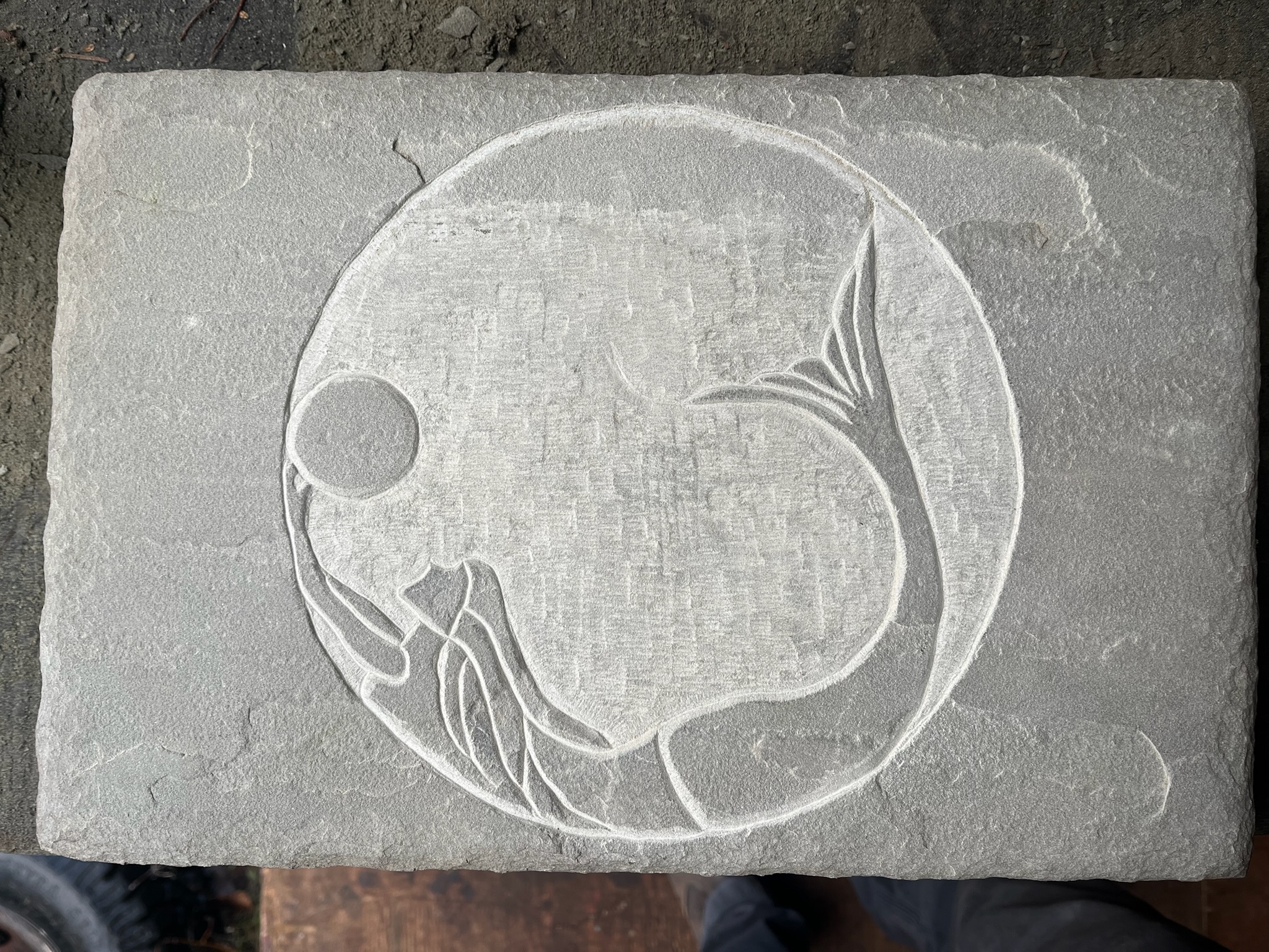 Carved stone mermaid detail