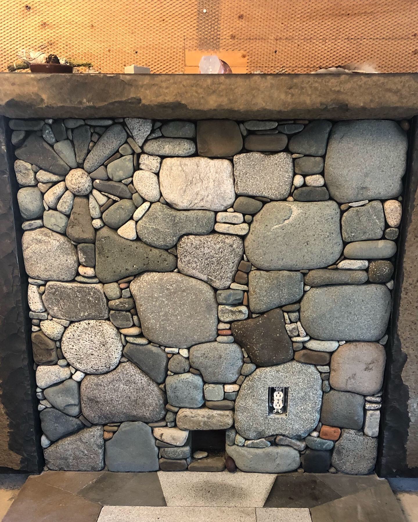 Natural stone fireplace